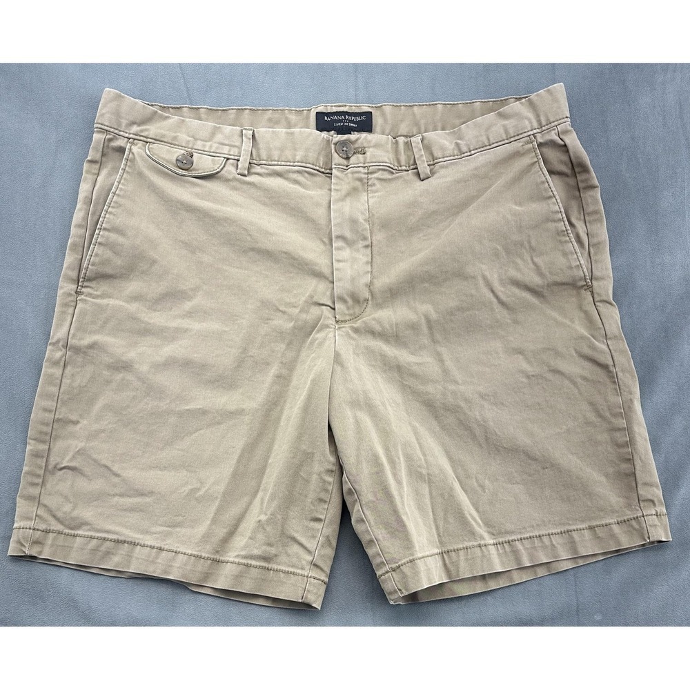 Banana Republic Shorts Mens 36 Acorn Khaki 9 Inch Lived In Summer Casual Cotton